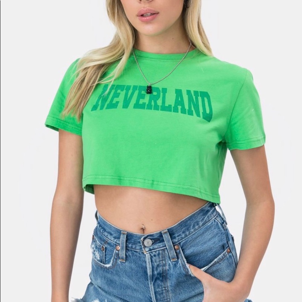 Adika Neverland Green Cropped Crop Tee Tshirt Top Shirt t-shirt